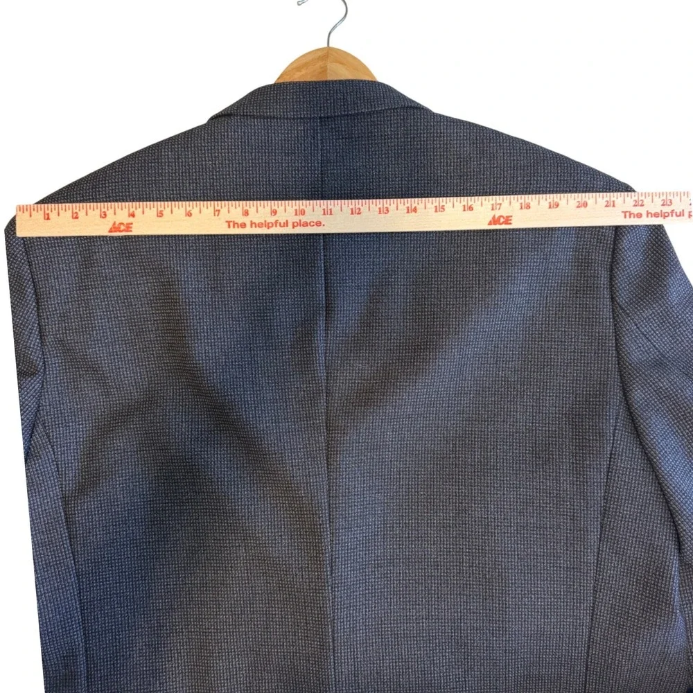 Pronto Uomo Blazer Mens 50 Regular Gray Blue 100% Wool Micro-Check Sport Coat